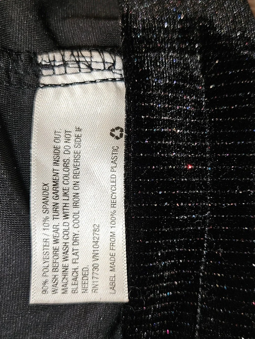 Cat & Jack Girls Black Velvet Striped Rainbow Sparkle Pull On Twirl Skirt 6/6X